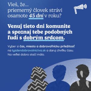 Týždeň dobrovoľníctva - príležitosť pre tých, ktorí chcú pomáhať Alt text: Informačný plagát o dobrovoľníctve v komunitnom priestore Hory Doly v Liptovskom Mikuláši, vyzývajúci ľudí, aby strávili čas s komunitou a zapojili sa do dobrovoľníckych aktivít.