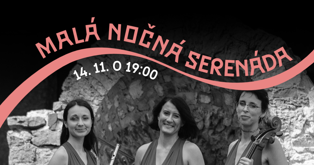 Alt text: "Ženy hrajúce na hudobné nástroje počas podujatia 'Malá nočná serenáda' v kultúrno-komunitnom dobrovoľníckom priestore Hory Doly v Liptovskom Mikuláši, 14. novembra o 19:00."