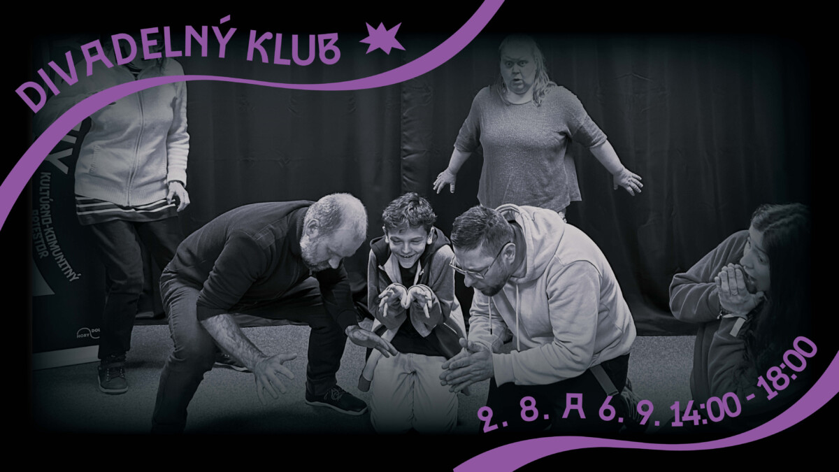 August v Hory Doly prinesie MuzArt, Knižný swap aj Vymenenô #66 Alt text: "Účastníci Divadelného klubu v kultúrno-komunitnom priestore Hory Doly v Liptovskom Mikuláši sa zapájajú do divadelnej aktivity, 2. a 6. augusta 2023, 14:00 - 18:00."